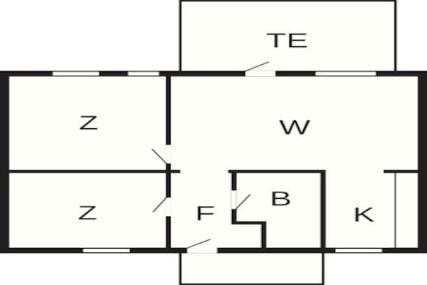 Foto van 4 persoons vakantie huis op een vakantie park in Borre - FloorPlan