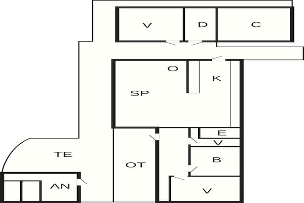 Foto van Huis met houtkachel en aanbouw - Vakantiehuis in Hemmet - FloorPlan