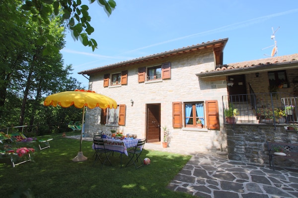 Foto van Cottage in Marche met zwembad en boszicht - Vakantiehuis in Apecchio - ExteriorSummer