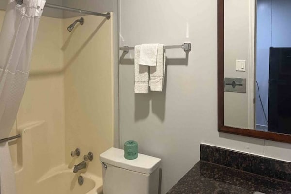Foto van 2 tweepersoonsbedden | Toegankelijk voor mindervaliden | RI-badkamer | Keuken - BathRoom