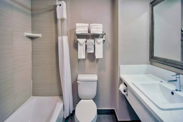 Foto van 2 tweepersoonsbedden (queensize) | Rookvrij - Vakantiehuis in Lawndale - BathRoom