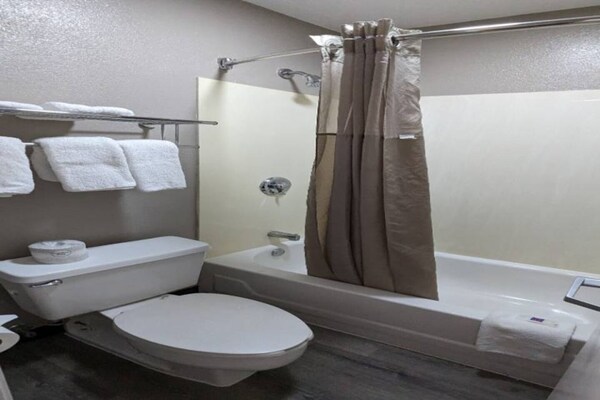 Foto van 1 tweepersoonsbed | Douche conform ADA/RI-normen - Vakantiehuis in Nashua - BathRoom