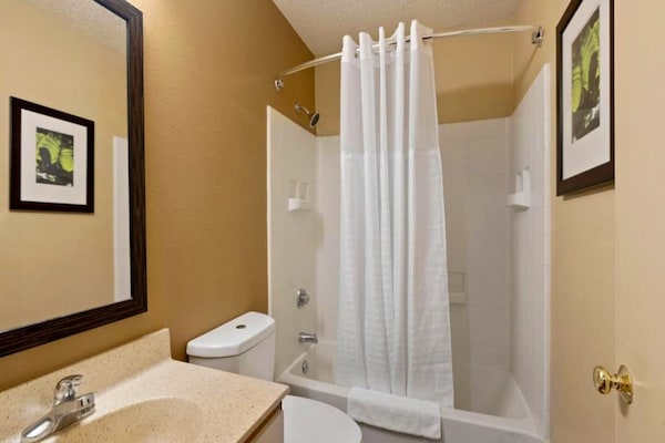 Foto van 1 Queensize Bed | Mob Acc Tub Ste Nsmk Sb Micfri - Vakantiehuis in Charlotte NC - BathRoom