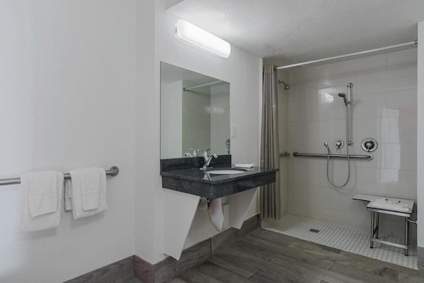 Foto van 1 kingsize bed met rolstoeltoegankelijk bad, NSMK - Vakantiehuis in Atlanta - BathRoom