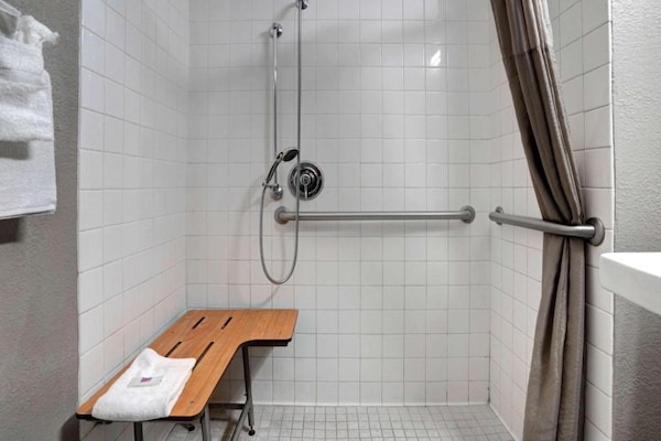 Foto van 1 tweepersoonsbed | Douche conform ADA/RI-normen - Vakantiehuis in Bakersfield - BathRoom